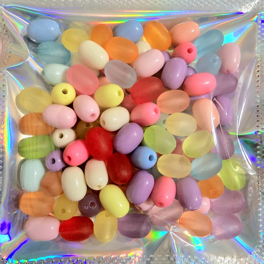 100 Pcs. Candy Color Oval Acrylic Beads